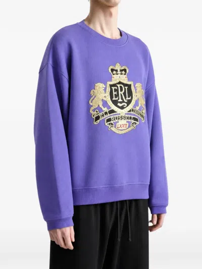 Erl Crest-patchwork Sweater In Purple