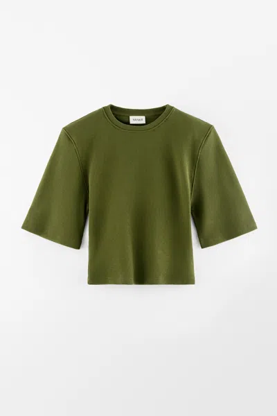 Arakii Structured Shoulder T-shirt In Deep Green