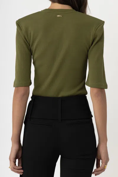 Arakii Structured Shoulder T-shirt In Deep Green