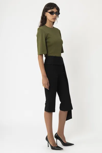 Arakii Structured Shoulder T-shirt In Deep Green