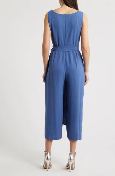 Connected Apparel Wrap Jumpsuit In Blue
