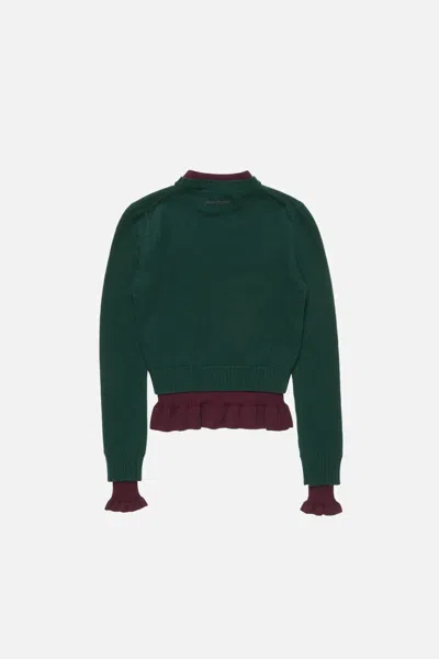 Acne Studios Ruffled Layered-effect Sweater In Green