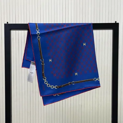 Celine Patterned Silk Scarf In Multi