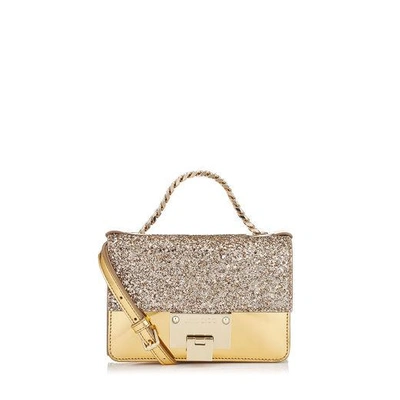 Shop Jimmy Choo Rebel Soft Mini Antique Gold Coarse Glitter And Mirror Leather Cross Body Bag