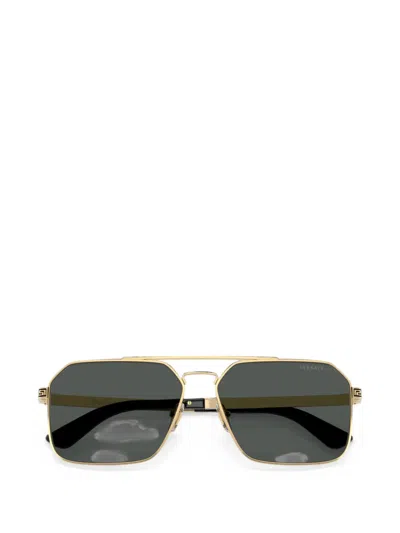 Versace Rectangular Frame Sunglasses In Gold