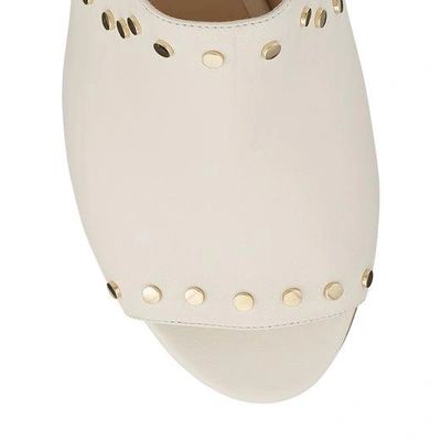 Shop Jimmy Choo Myla 35 White Nappa Leather Mules With Gold Studs In White/gold