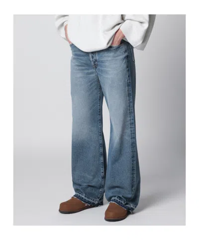 Gallery Dept. Medium Blue Washed-effect Jeans In Animal Print
