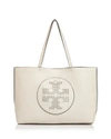 TORY BURCH Perforated Logo Leather Tote,2451028NEWIVORY/GOLD