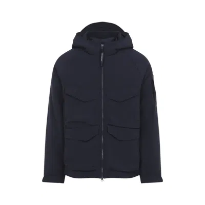 C.p. Company C.p.company Total Eclipse Shell Padded Hooded Lens Jacket In Blue