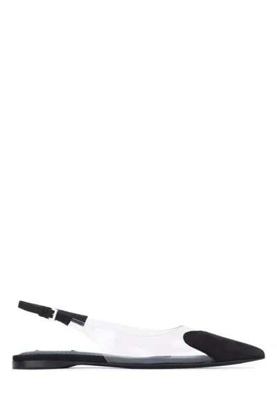 Alaïa Pointed Toe Slingback Sandals Transparent Panel In Black