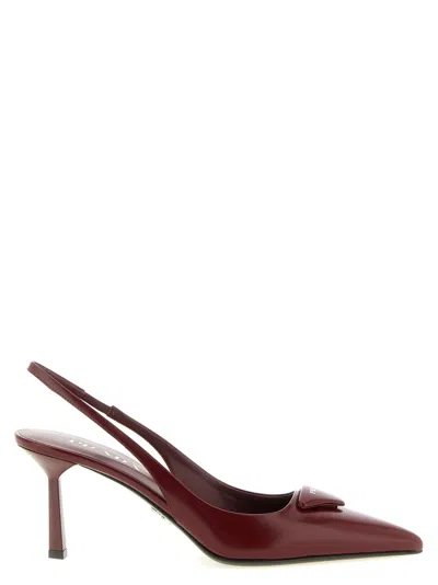 Prada Slingback Pumps In Leather With Brushed Finish In Multi