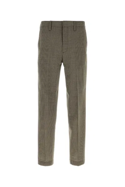 Prada Olive Flat Front Pants In Green