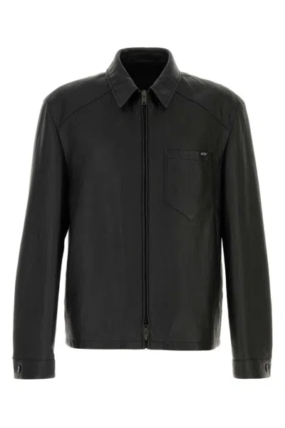 Prada Black Regular Textured Jacket In Black