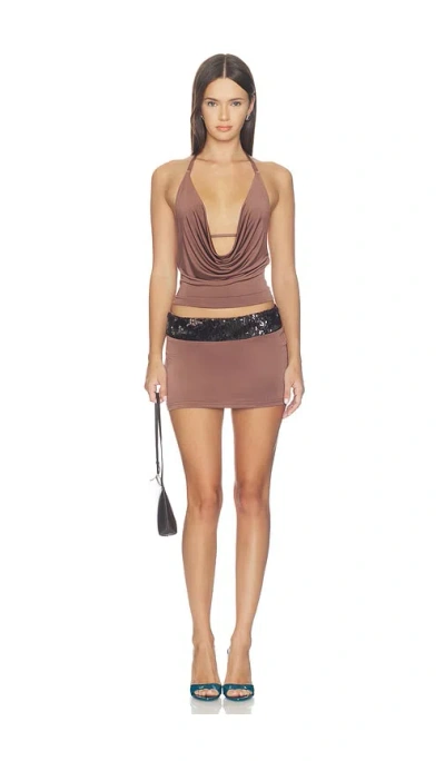 Tiger Mist Women's Thara Cowl Neck Top In Chocolate In Brown