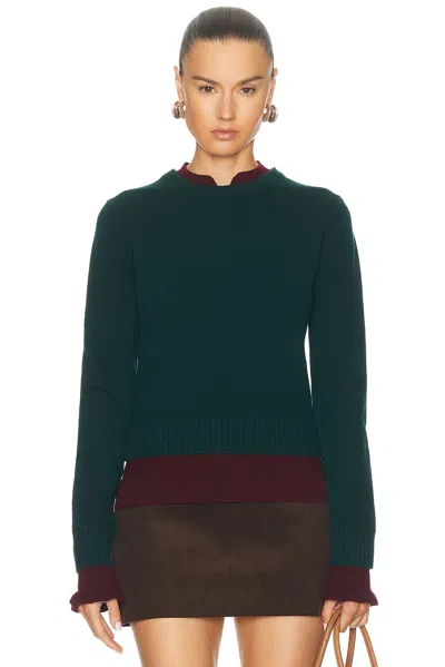 Acne Studios Ruffled Layered-effect Sweater In Dark Green