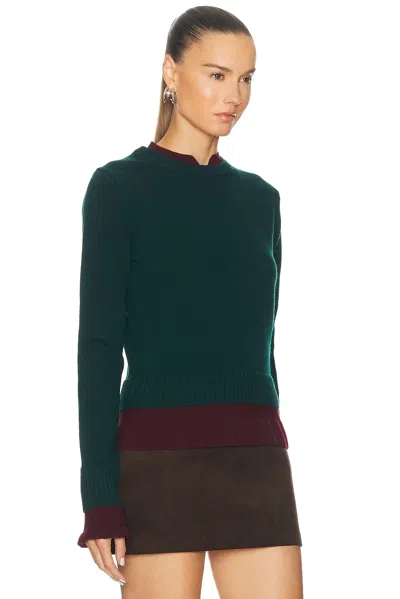 Acne Studios Ruffled Layered-effect Sweater In Dark Green