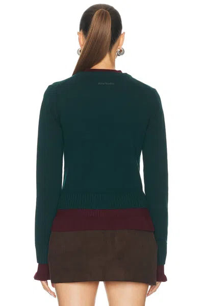 Acne Studios Ruffled Layered-effect Sweater In Dark Green