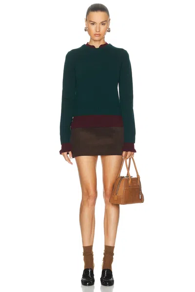Acne Studios Ruffled Layered-effect Sweater In Dark Green