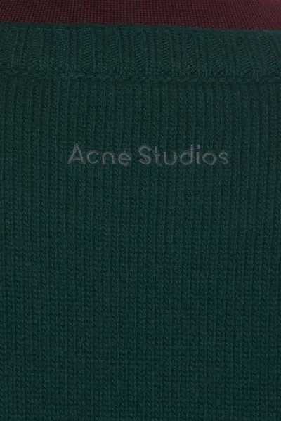 Acne Studios Ruffled Layered-effect Sweater In Dark Green