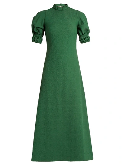 Emilia Wickstead Mimi Cut-out Back Cloqué Dress In Emerald-green