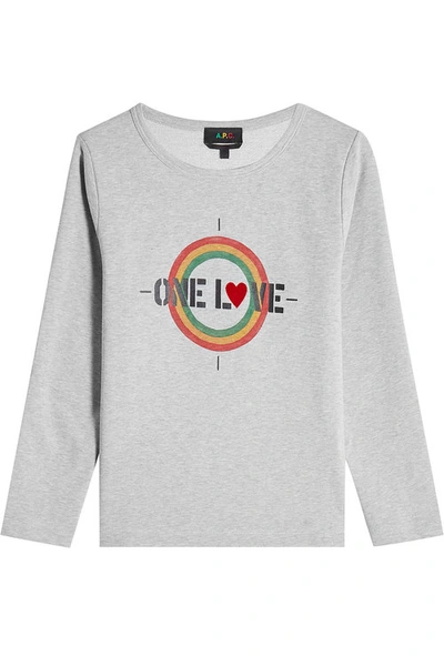 A.p.c. One Love Printed T-shirt In Grey