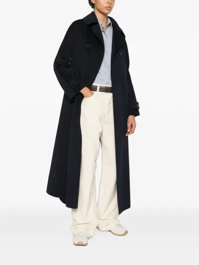 Aspesi Double-breasted Button-up Coat In Black