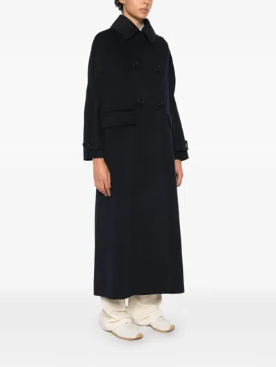 Aspesi Double-breasted Button-up Coat In Black