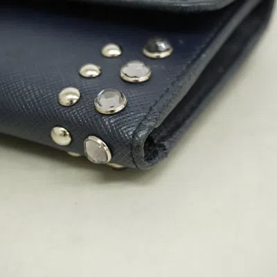 Pre-owned Prada Navy Leather Wallet (tri-fold) ()