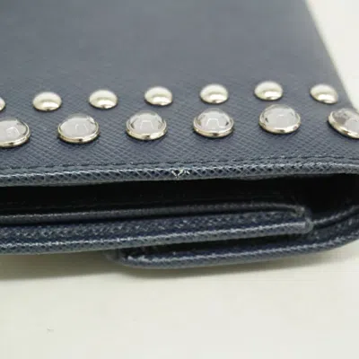 Pre-owned Prada Navy Leather Wallet (tri-fold) ()