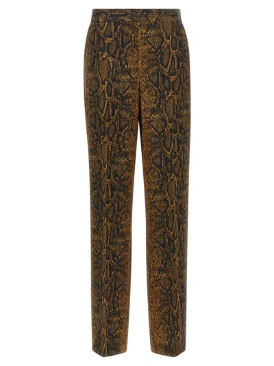 Twinset Python-print Wide-leg Trousers In Brown