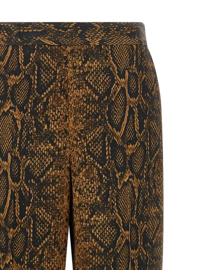 Twinset Python-print Wide-leg Trousers In Brown