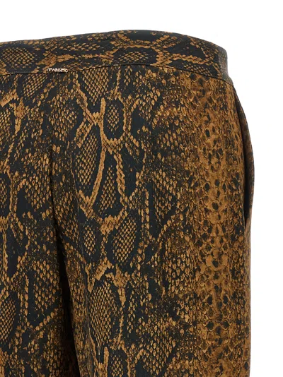 Twinset Python-print Wide-leg Trousers In Brown