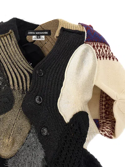 Junya Watanabe Mixed-material Patchwork Cardigan In Multi