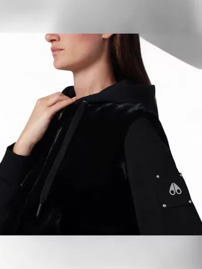 Moose Knuckles Rosylyn Bunny Black Cotton Hoodie In Black