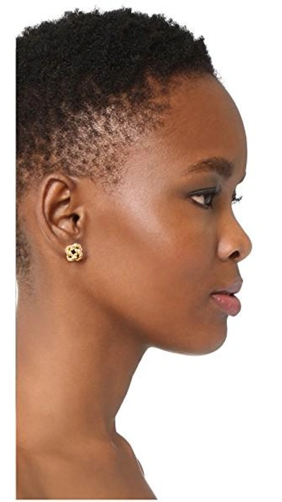 Shop Tory Burch Rope Knot Stud Earrings In Tory Gold