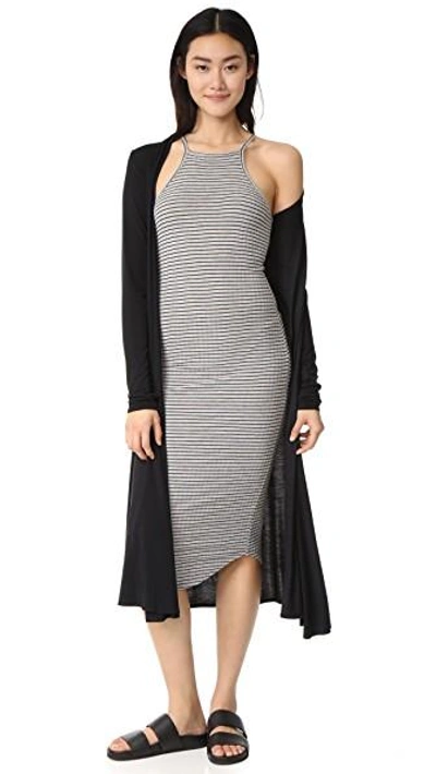 Shop Lna Square Bib Dress In Grey/black