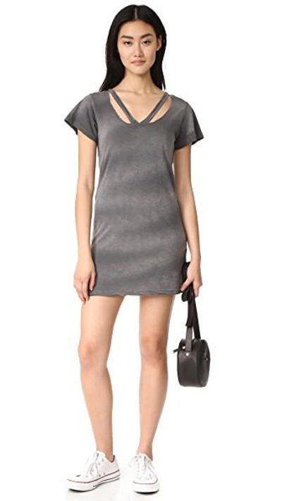 Shop Lna Double Fallon Tee Dress In Charcoal Potassium