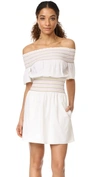 RACHEL ANTONOFF LOGAN SMOCKED OFF SHOULDER DRESS