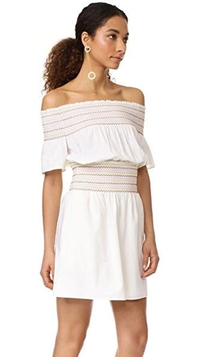 Shop Rachel Antonoff Logan Smocked Off Shoulder Dress In White