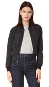 Vince Washed Shrunken Bomber Jacket, Black In Black