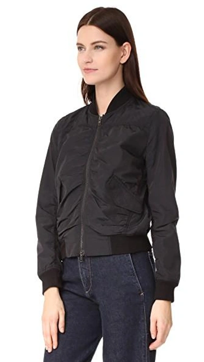 Shop Vince Washed Shrunken Bomber Jacket In Black