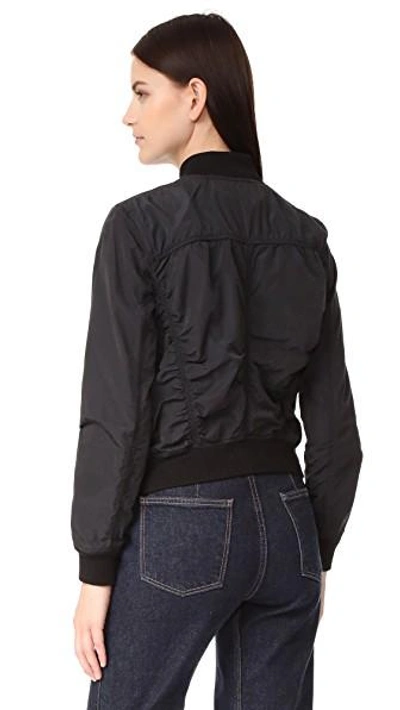 Shop Vince Washed Shrunken Bomber Jacket In Black