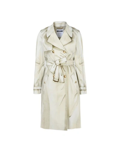 Moschino Illusion Print Coat In Light Grey