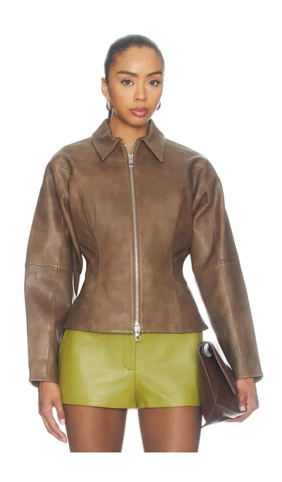 The Sei Fitted Leather Jacket In Brown