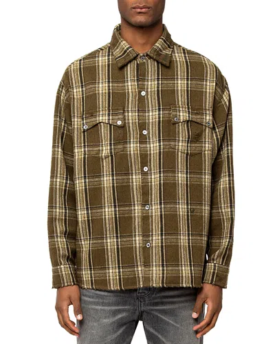 Rhude Check-pattern Distressed-effect Shirt In Brown