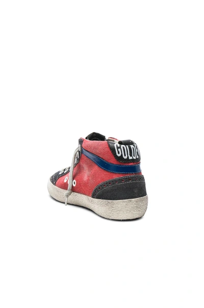 Shop Golden Goose Canvas Mid Star Sneakers In Red. In Red & Glitter