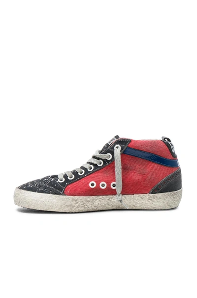 Shop Golden Goose Canvas Mid Star Sneakers In Red. In Red & Glitter