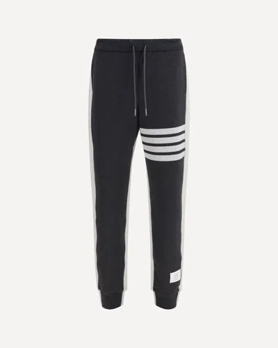 Thom Browne Colorblock 4 Bar Cotton Pants Elastic Cuffs In Gray