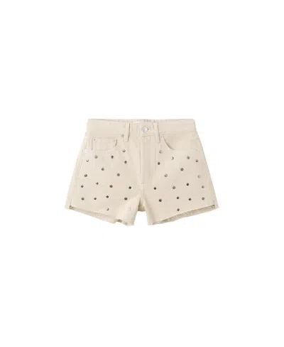 Mango Stud Denim Shorts In Neutral