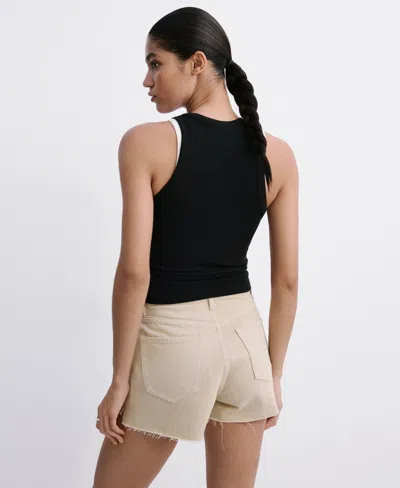 Mango Stud Denim Shorts In Neutral
